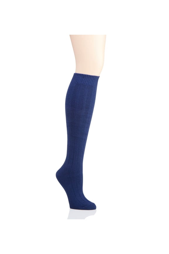 Ribbed Cotton Blend Knee High Socks - Womens - Female, One Size, Peacoat