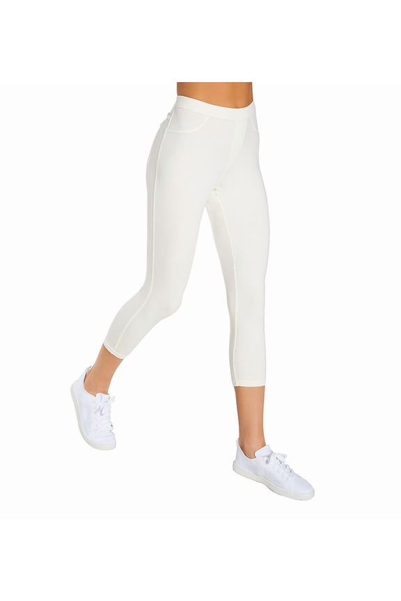 Women's MeMoi MQ-061 French Terry Capri (Ivory L/XL)
