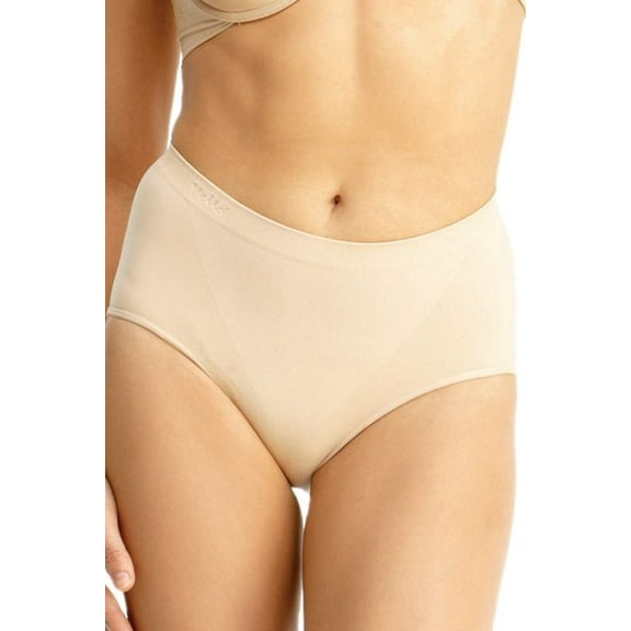 Women's MeMoi MSM-100 SlimMe Seamless Control Brief Panty (Nude L)