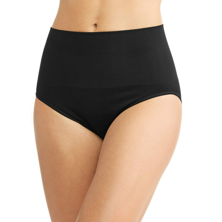 Women's MeMoi MSM-101 SlimMe Seamless Hi Waist Control Brief Panty (Black  L) 