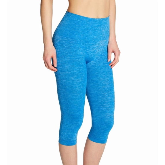Women's MeMoi MSM-109 SlimMe Seamless High Waisted Capri Legging (Directoire Blue L)