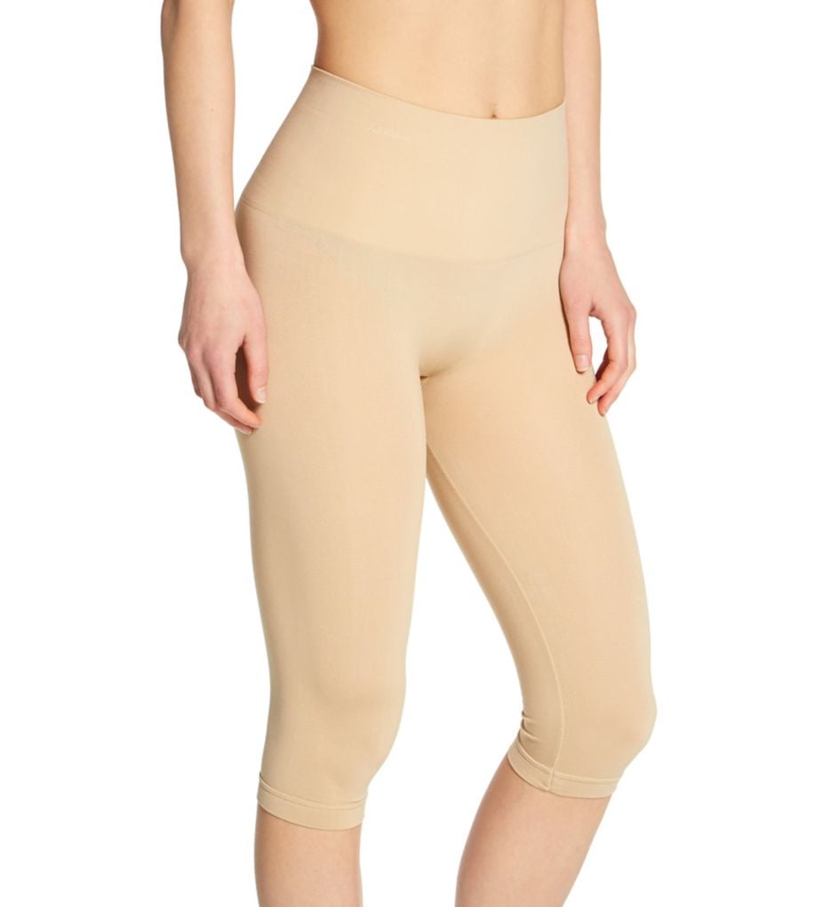 Women's MeMoi MSM-109 SlimMe Seamless High Waisted Capri Legging (Nude XL)  