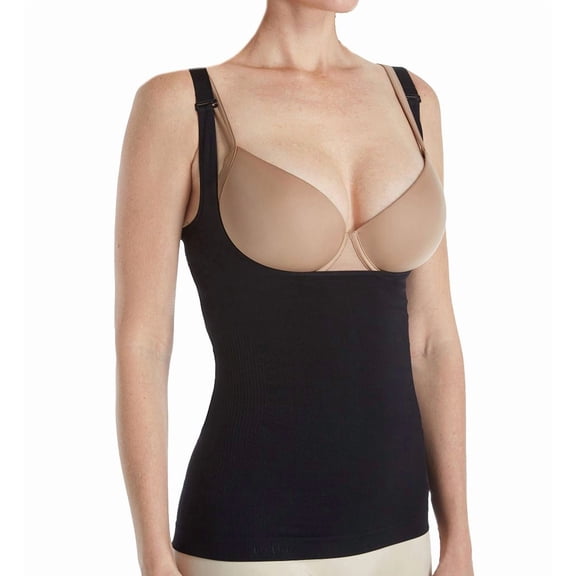 Women's MeMoi MSM-133X Plus SlimMe Wear Your Own Bra Torsette Camisole (Black Q2)