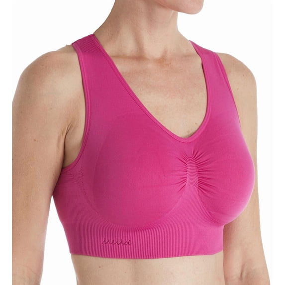 Women's MeMoi MSM-190 SlimMe Seamless Racerback Sports Bra (Fuchsia Red S)