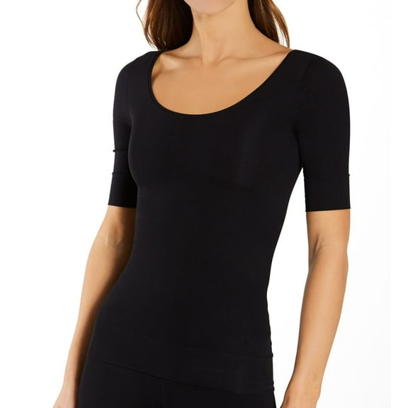 Women's MeMoi MSM-430 Elbow Length Shaping Scoopneck Top (Black M/L)