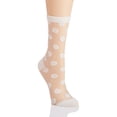thumbnail image 1 of MeMoi Women's Polka Dot Sheer Crew Socks - Womens - Female, 9-11, Winter White, 1 of 12