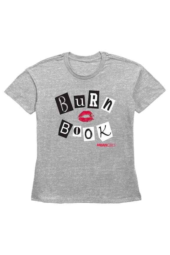 Women's Mean Girls Burn Book Graphic Tee Heather Gray Large