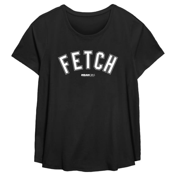 Women's Mean Girls Collegiate Fetch Graphic Tee Black 1X