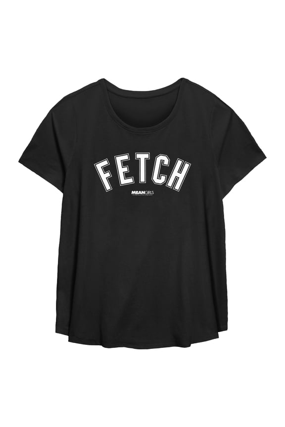 Women's Mean Girls Collegiate Fetch Graphic Tee Black 1X