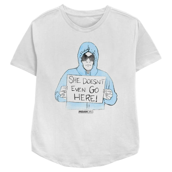 Women's Mean Girls Dam She Doesn't Even Go Here Graphic Tee White Small