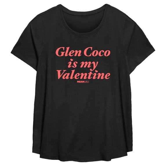 Women's Mean Girls Glen Coco Is My Valentine Graphic Tee Black 5X