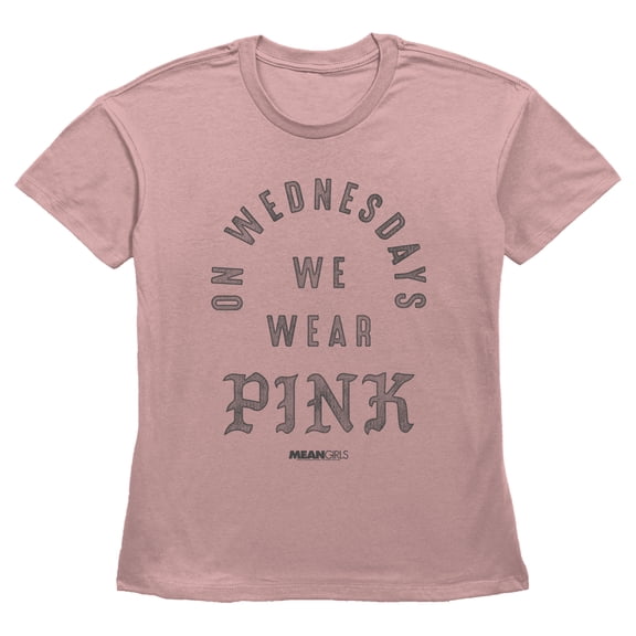 Women's Mean Girls On Wednesdays We Wear Pink Distressed Graphic Tee Desert Pink 2X Large