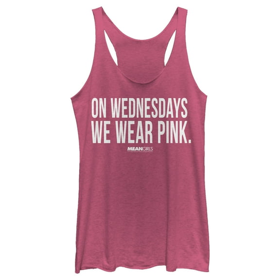 Women's Mean Girls On Wednesdays We Wear Pink Quote Racerback Tank Top Pink Heather Small