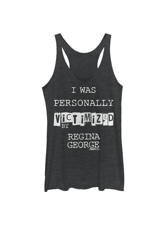 Women's Mean Girls Victimized by Regina George White  Racerback Tank Top Black Heather 2X Large