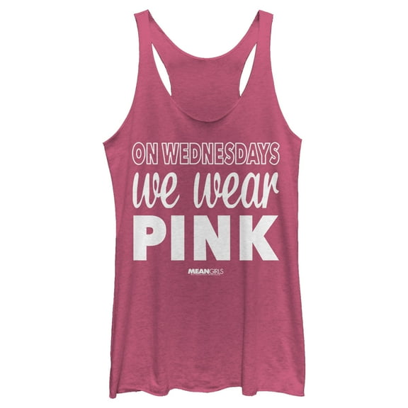 Women's Mean Girls We Wear Pink Quote Racerback Tank Top Pink Heather Large