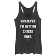 thumbnail image 1 of Women's Mean Girls Whatever I’m Getting Cheese Fries Quote Racerback Tank Top Black Heather Small, 1 of 4