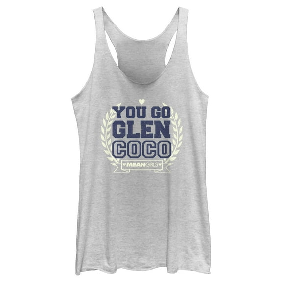 Women's Mean Girls You Go Glen Coco Racerback Tank Top White Heather 2X Large
