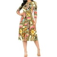 thumbnail image 1 of Women's Medallion Print Plus Size Belted Midi Dress, 1 of 5