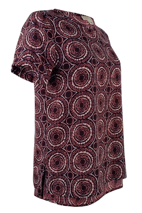 Women's Medallion Printed Pebble Crepe Top-NR-XS