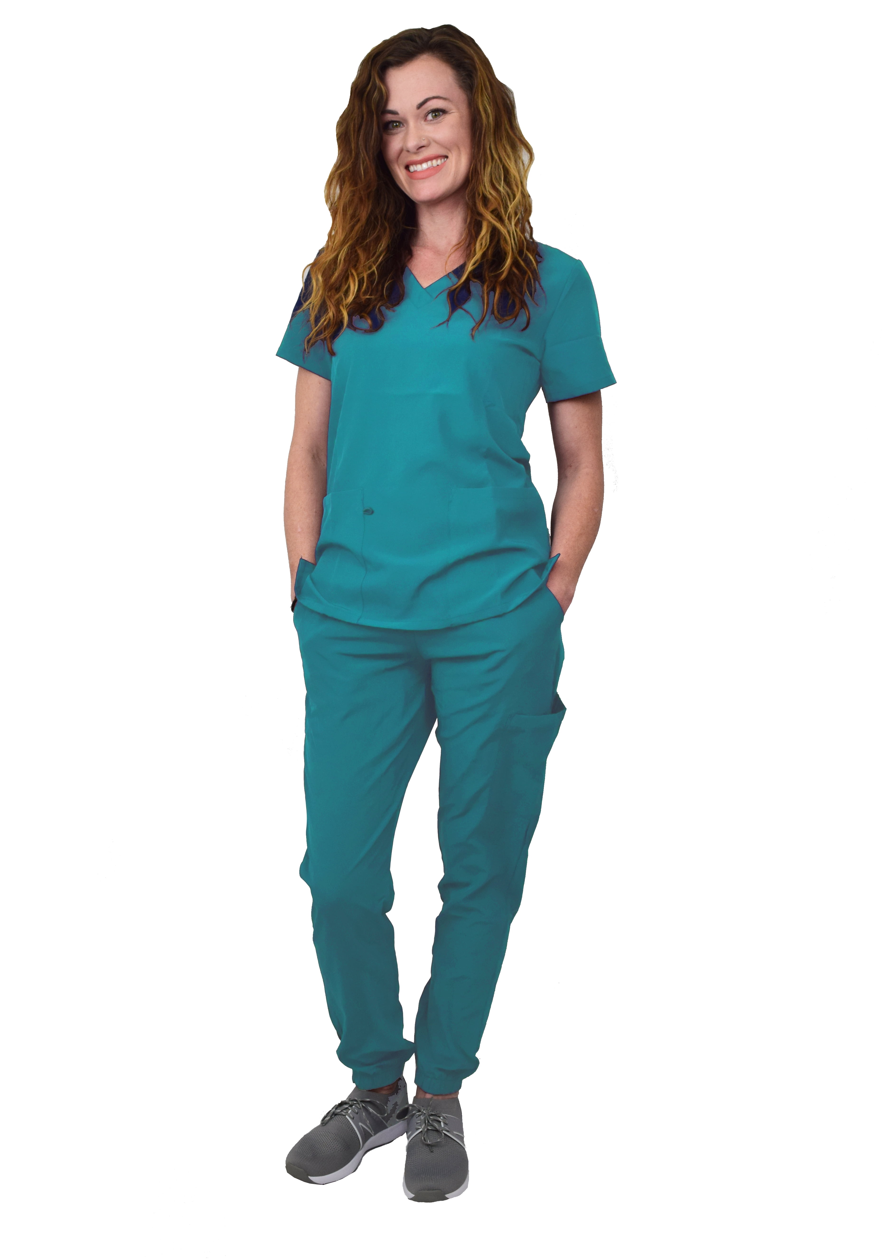 Green Town Scrubs for Women Scrub Set Jogger Pant and V Neck Top 6 Pockets Easy Care Uniforms Walmart Business Supplies