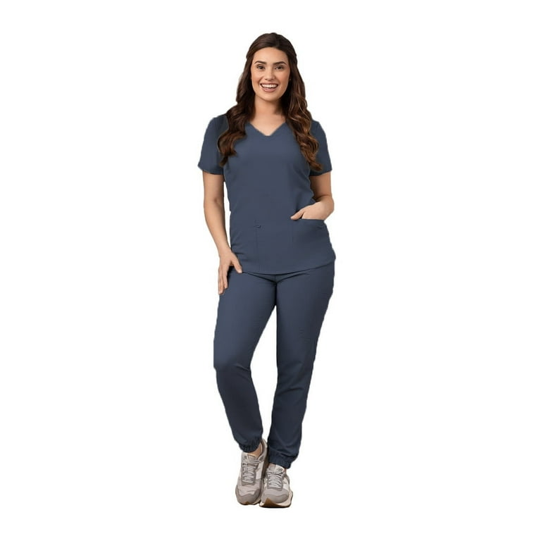 Green Town Scrubs for Women Scrub Set - Jogger Pant and V-Neck Top, 6 Pockets, Easy Care Uniforms Green Town Scrubs for Women Scrub Set - Jogger Pant and V-Neck Top, 6 Pockets, Easy Care Uniforms