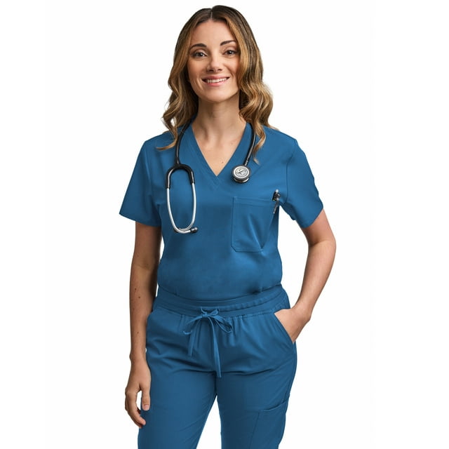 Green Town Scrubs for Women TuckIn VNeck Scrub Top, Stretch Fabric