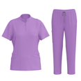 thumbnail image 1 of Women's Medical Scrub Sets 2 Pieces Yoga Stretch Plus Size Jogger Medical Wide Leg Scrub Uniforms Set Purple S, 1 of 3