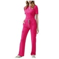 thumbnail image 1 of Women's Medical Scrubs Set V-Neck Top and Jogger Pants with 8 Functional Pockets Stand Collar Nurse Uniform Healthcare Workwear Comfort Stretch Fabric, 1 of 3