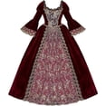 thumbnail image 1 of Women's Medieval Ball Gown Red Civil War Dress Southern Belle Gown Floral Lace Dress, 1 of 7