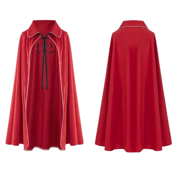 Women's Medieval Cloak Renaissance Cape Faux Suede Stand Tie Collar Victorian Halloween Christmas Costume