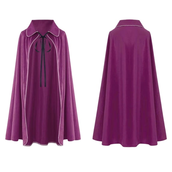 Women's Medieval Cloak Renaissance Cape Faux Suede Stand Tie Collar Victorian Halloween Christmas Costume