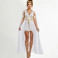 thumbnail image 1 of Women's Medieval Costume – Adult Greek Goddess Dress – V-Neck Toga with Cape and Gold Trim – Elegant Cosplay Outfit for Halloween and Parties – Available in White, Black – Sizes S-XL, 1 of 4