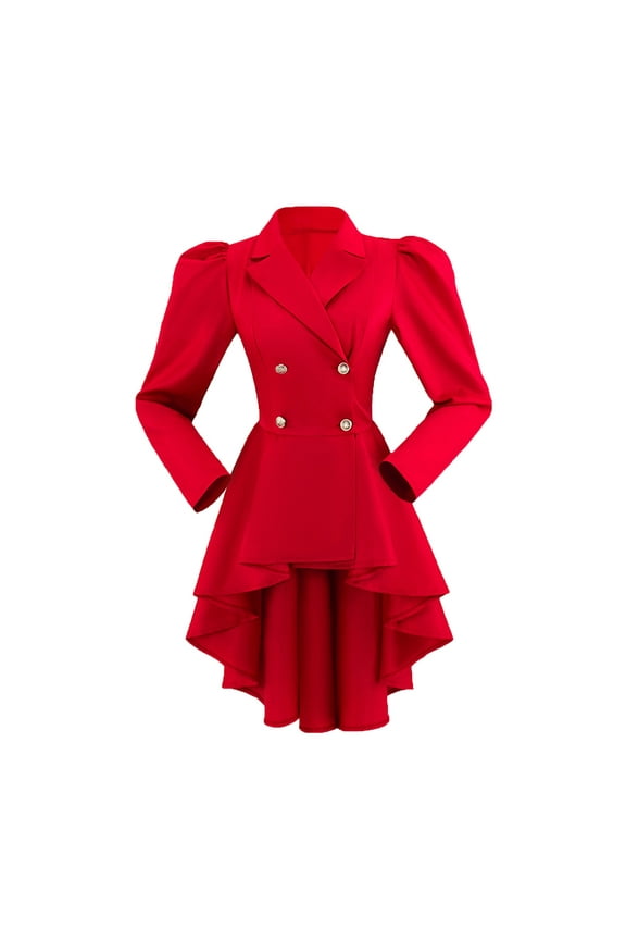 Women's Medieval Court Style Long Sleeved Button Down Dress Steampunk Victorian Jacket Coat Dresses