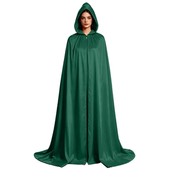 Women's Medieval Hooded Cloak Cape Vampire Witch Robe Costume Drape Front Long Party Fancy Dress