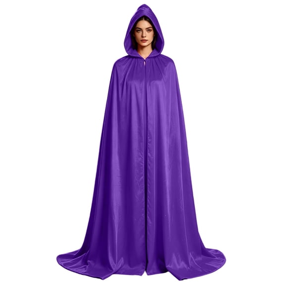 Women's Medieval Hooded Cloak Cape Vampire Witch Robe Costume Drape Front Long Party Fancy Dress