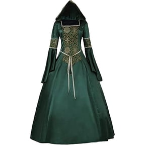 Women's Medieval Hooded Fancy Dress Renaissance Queen Witch Vampire Dress Victorian Long Dress
