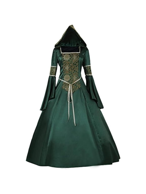 Women's Medieval Hooded Fancy Dress Victorian Dress