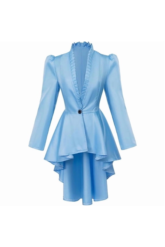 Womens Victorian Style Light Blue Tailcoat Jacket Long Sleeve Vintage Formal Coat