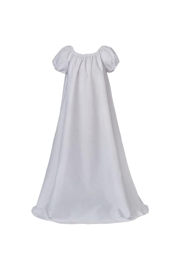 Women's Medieval Regency White Dress Victorian Solid Puff Sleeves Ruffles Loose Inner Dress