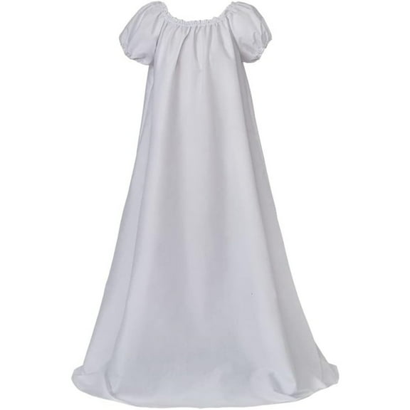 Women's Medieval Regency White Dress Victorian Solid Puff Sleeves Ruffles Loose Inner Dress