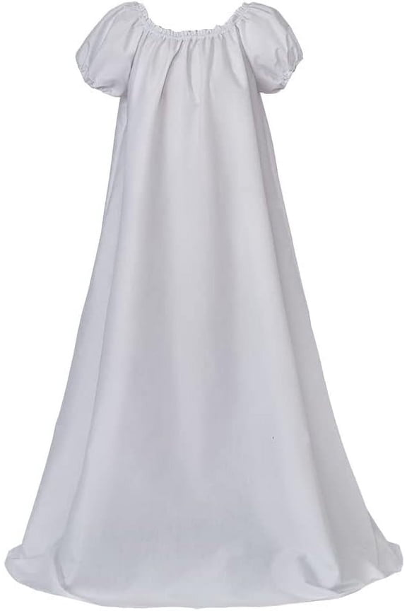 Women's Medieval Regency White Dress Victorian Solid Puff Sleeves Ruffles Loose Inner Dress