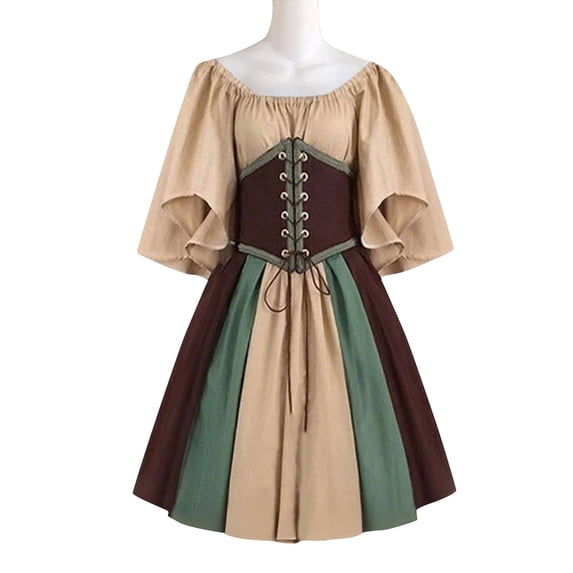 Women's Medieval Renaissance Costume Elegant Vintage Ren Faire orset Dress Halloween Vampire Bride Costumes