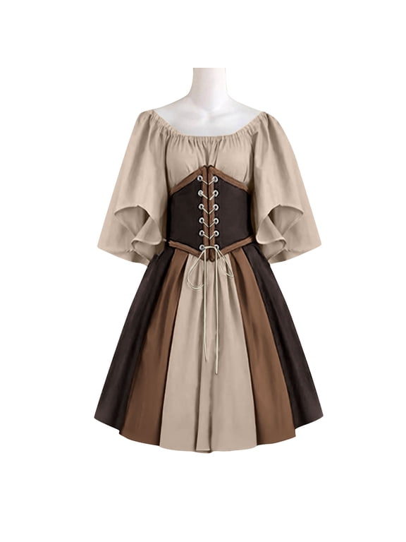 Women's Medieval Renaissance Costume Elegant Vintage Ren Faire orset Dress Halloween Vampire Bride Costumes