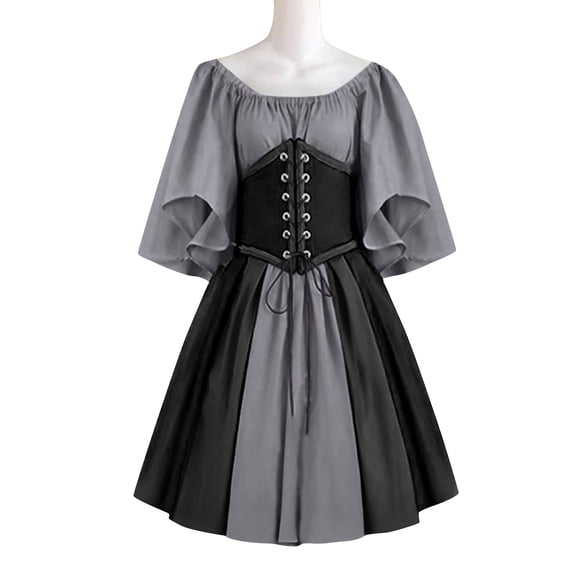 Women's Medieval Renaissance Costume Elegant Vintage Ren Faire orset Dress Halloween Vampire Bride Costumes