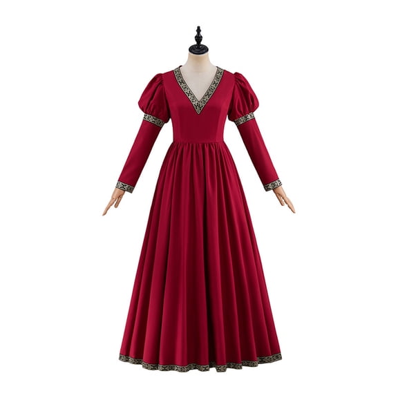 Women's Medieval Renaissance Faire Dress Red Celtic Fantasy Victorian Gown