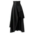 thumbnail image 1 of Women's Medieval Renaissance Skirt Asymmetrical High Low Hem Crisscross Lace Up High Waist Gothic Punk Outfit (XX-Large, Black), 1 of 3