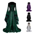thumbnail image 1 of Women's Retro Princess Dress with Trumpet Sleeves Solid Color Gown, 1 of 5
