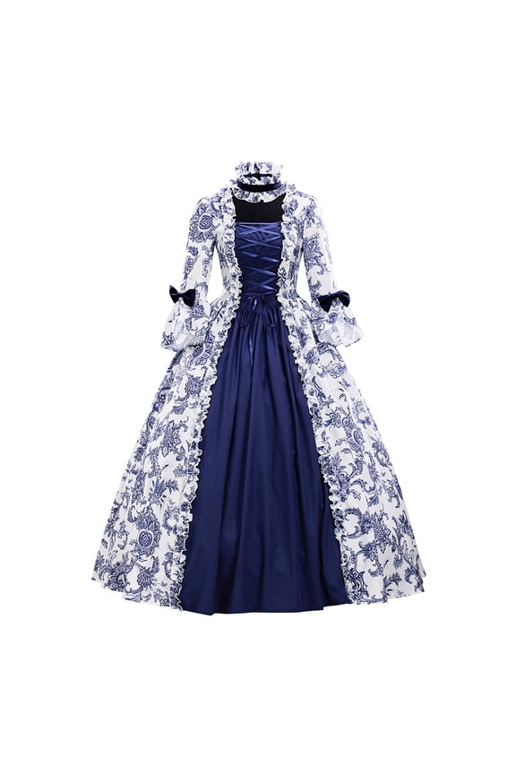 Women's Medieval Victorian Court Dress Renaissance Gothic Lolita Flared Sleeve Long Gown