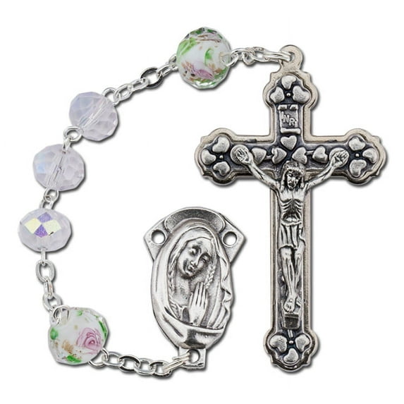 Women's Medium Aurora Borealis Catholic Rosary Beads, Aurora Borealis beads