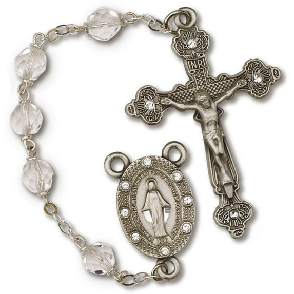 Women's Medium Aurora Borealis Catholic Rosary Beads, Aurora Borealis beads